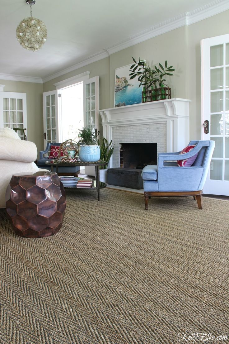 Jute Carpet placed in a long living room