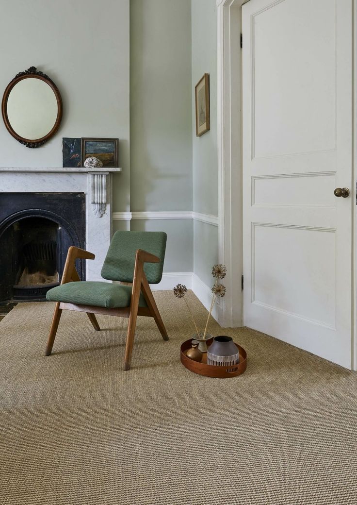 Jute carpet with beautiful chair in a room